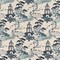 Upholstery Fabric - Blue Global,Toile Upholstery Fabric 54 Inches"